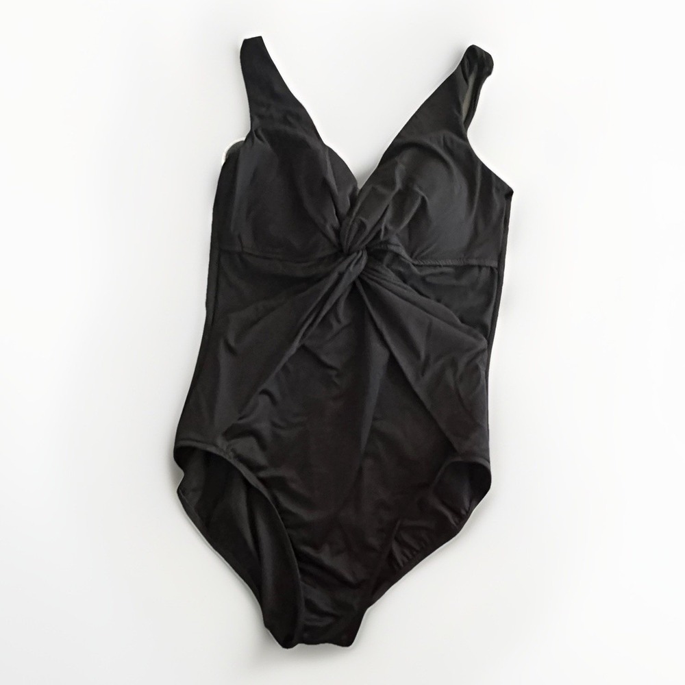 Miraclesuit Women's Swimsuit Size 16‎ Black Rock Solid Twister One Piece